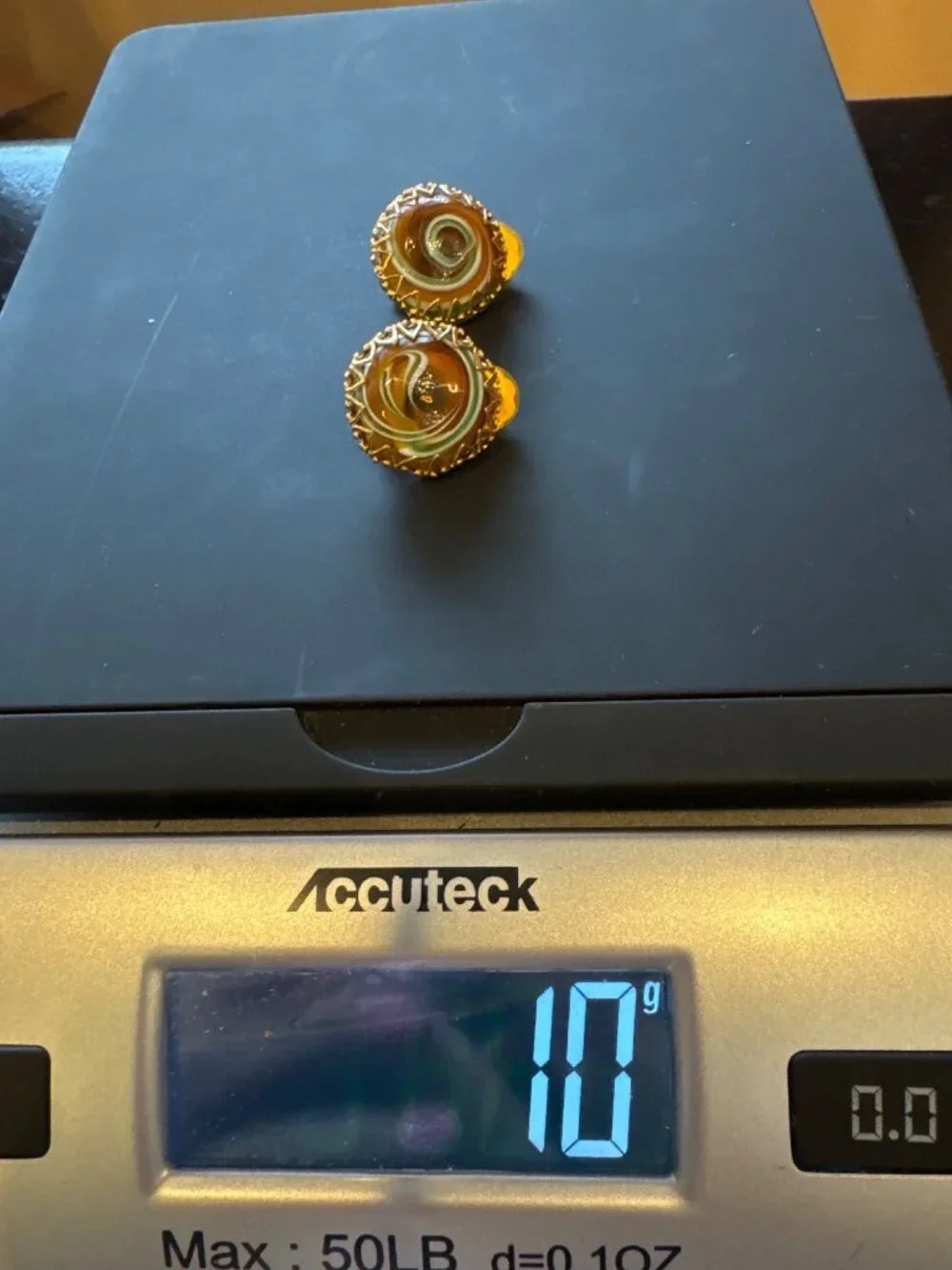 Vintage Miriam Haskell Art Glass Clip-On Earrings Gold Tone Filigree Collectible